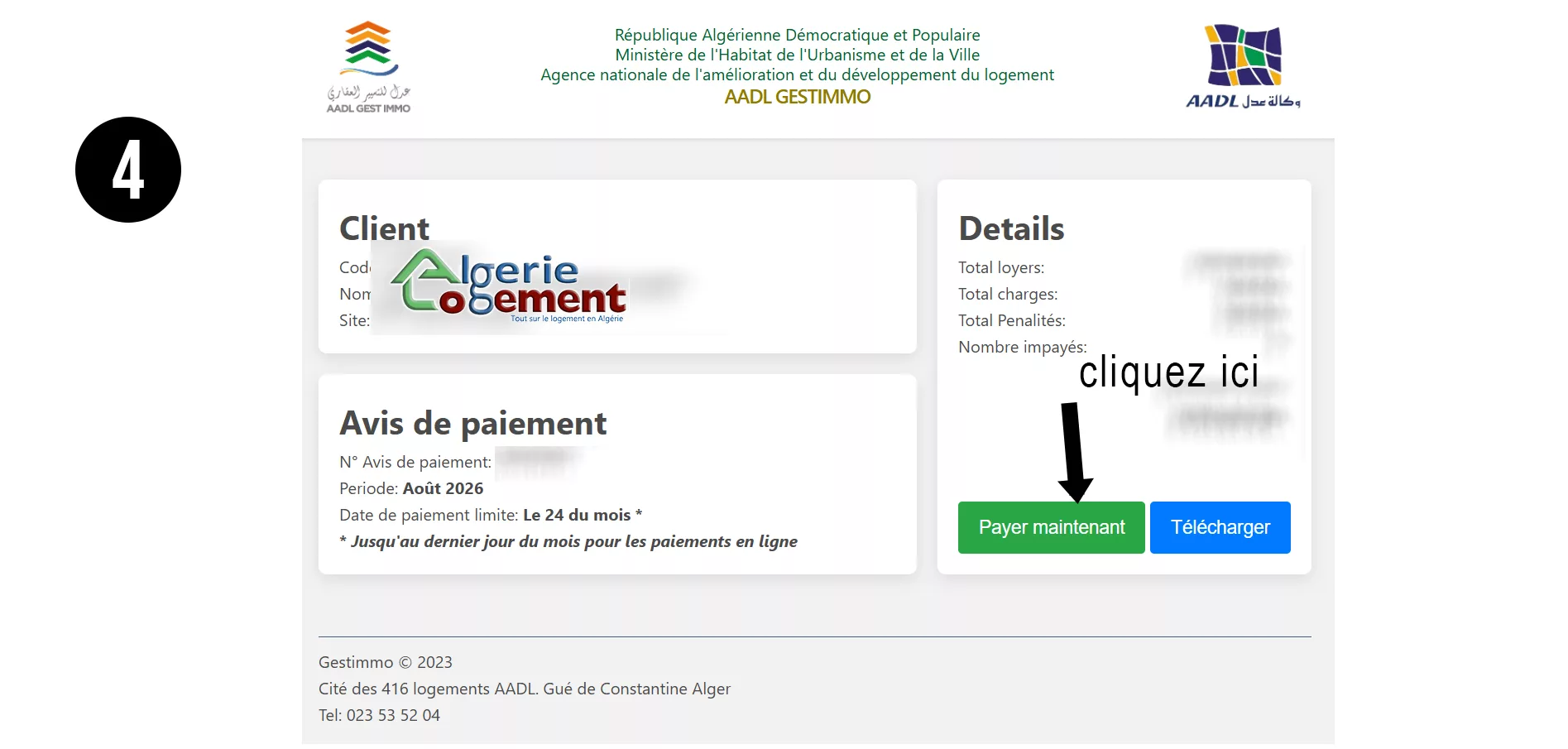 AADL gestimmo paiement en ligne etape