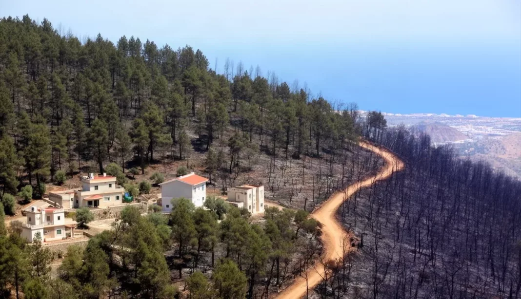 Maisons construites en lisière de forêt sur les hauteurs de Jijel