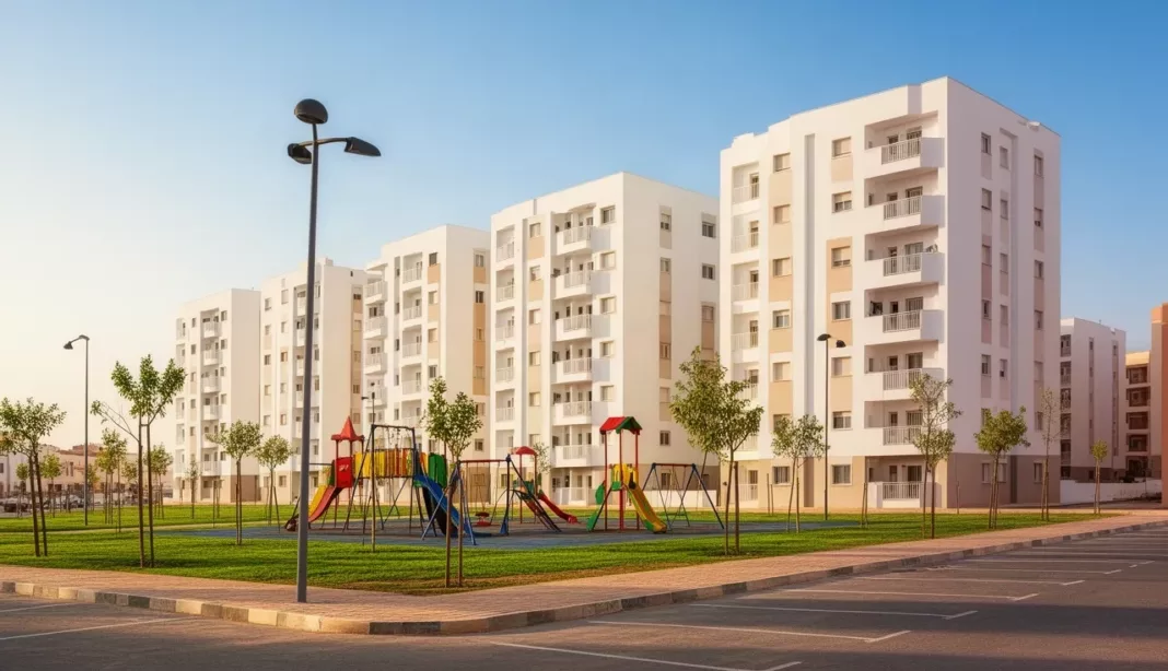 Logements LPL à Tafraoui Cité de logements publics locatifs avec aire de jeux et espaces verts à Tafraoui