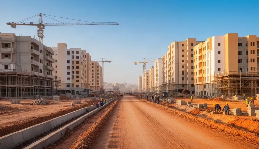 Chantier de logements promotionnels aidés en cours de construction à Sidi Bel Abbès