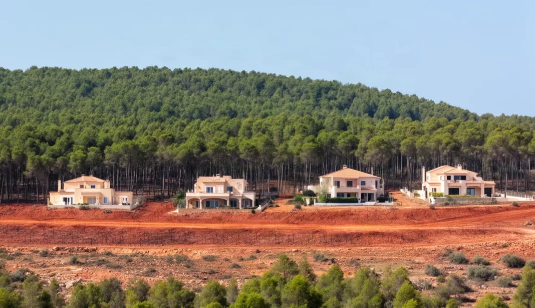 Maisons en lisière de forêt séparées par une bande coupe-feu