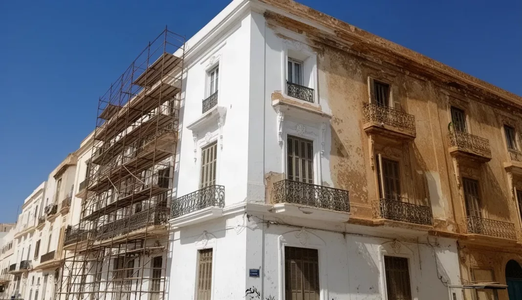 Réhabilitation du vieux bâti à Oran Immeuble ancien en cours de réhabilitation à Oran